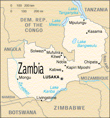 Mapa de Zambia